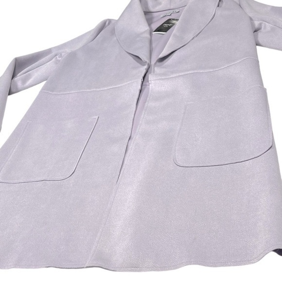 NWT STORY ON Amelia Open Front Long Blazer Lavender Suede Jacket Coat Size M - Picture 7 of 15